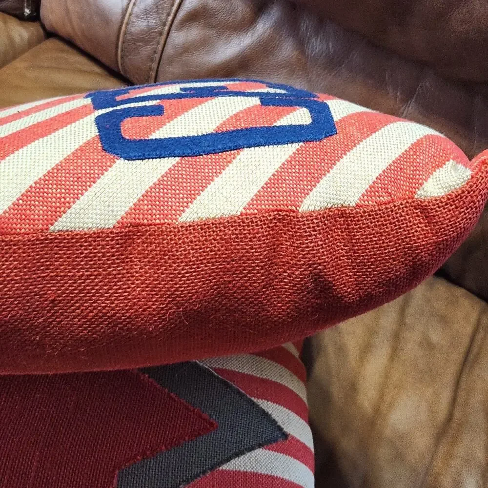 Jute Patriotic Pillows Indoor Outdoor Berlap Stars Patchwork 4th Of July America